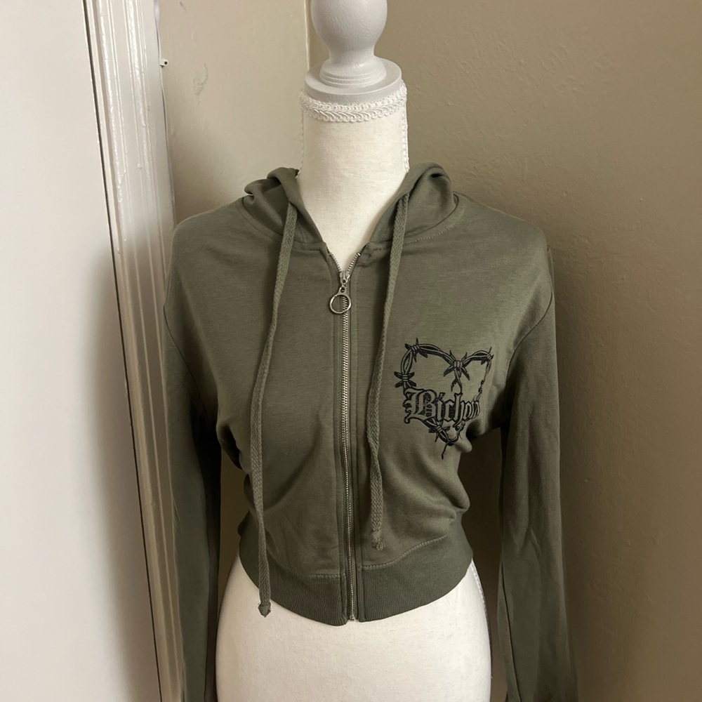 Ambiance Olive Graphic Zip-Up Hoodie